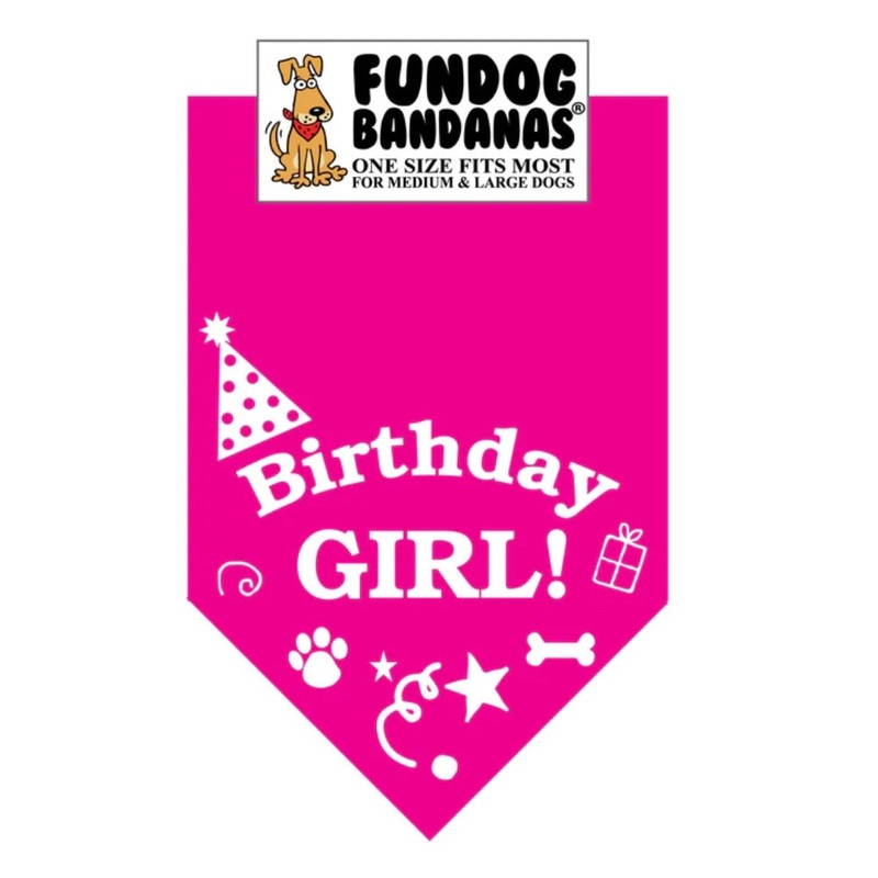 Fundog Birthday Girl Bandana|Miniature|Medium/Large
