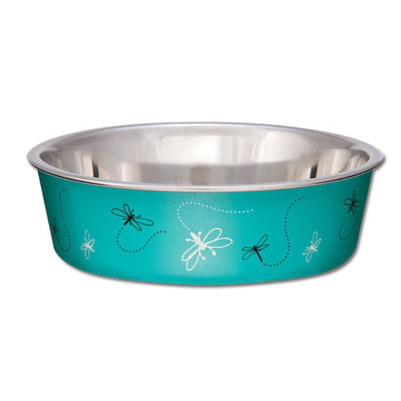 Loving Pets Bella Bowl Stainless Steel Dog Bowl – Turquoise Dragonfly