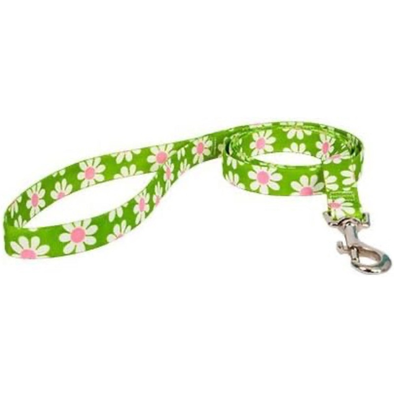 Yellow Dog Design GREEN DAISY DOG LEASH -5ft