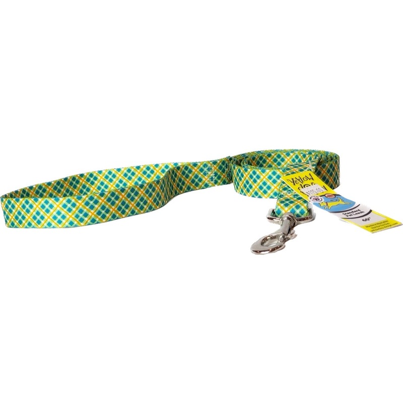 Yellow Dog Design Teal & Orange Diagonal Plaid Leash – 5ft