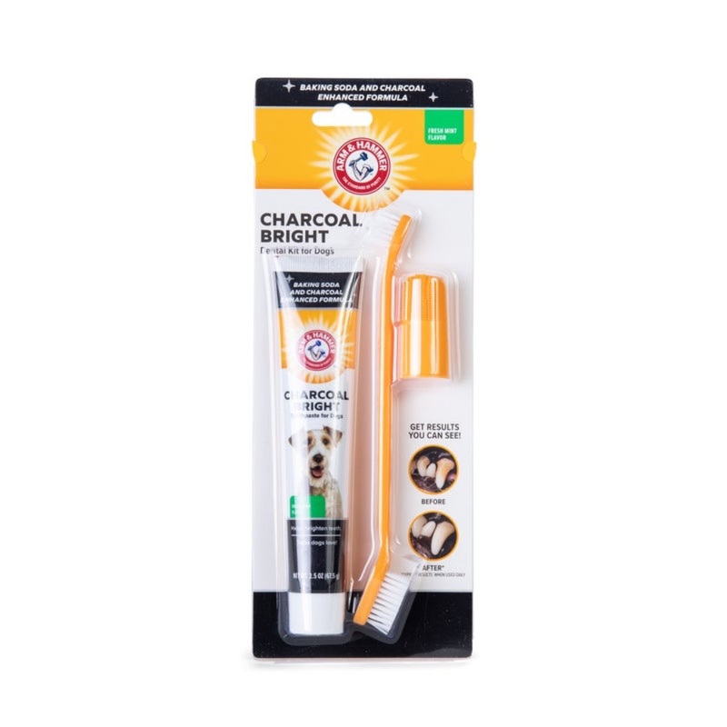Arm & Hammer Charcoal Bright Dental Kit for Dogs – Mint Flavor