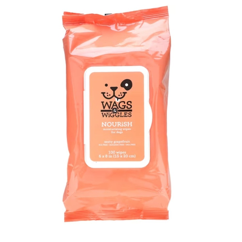 Wags & Wiggles Nourish Moisturizing Wipes For Dogs Zesty Grapefruit – 100 Wipes