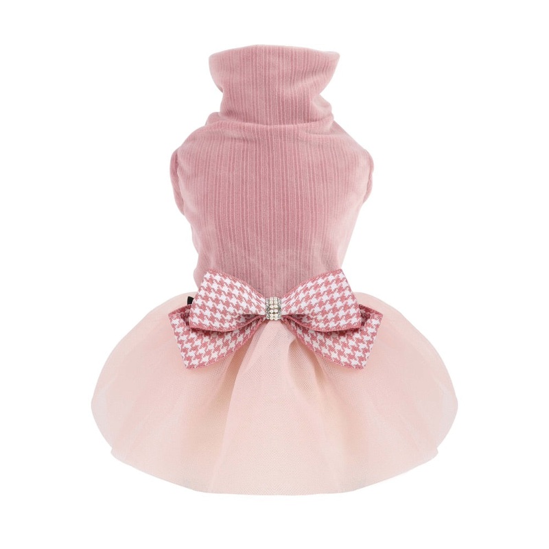 Fitwarm Pink Vest Turtleneck Dress with Bow