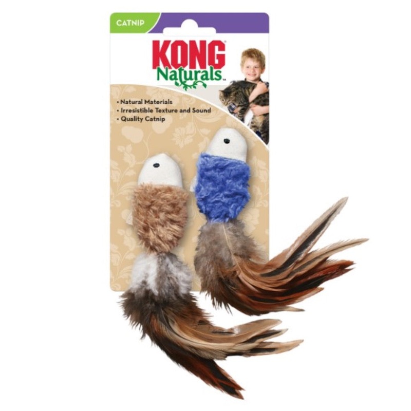 KONG Naturals Crinkle Fish Cat Toy 2pk – Assorted Colours