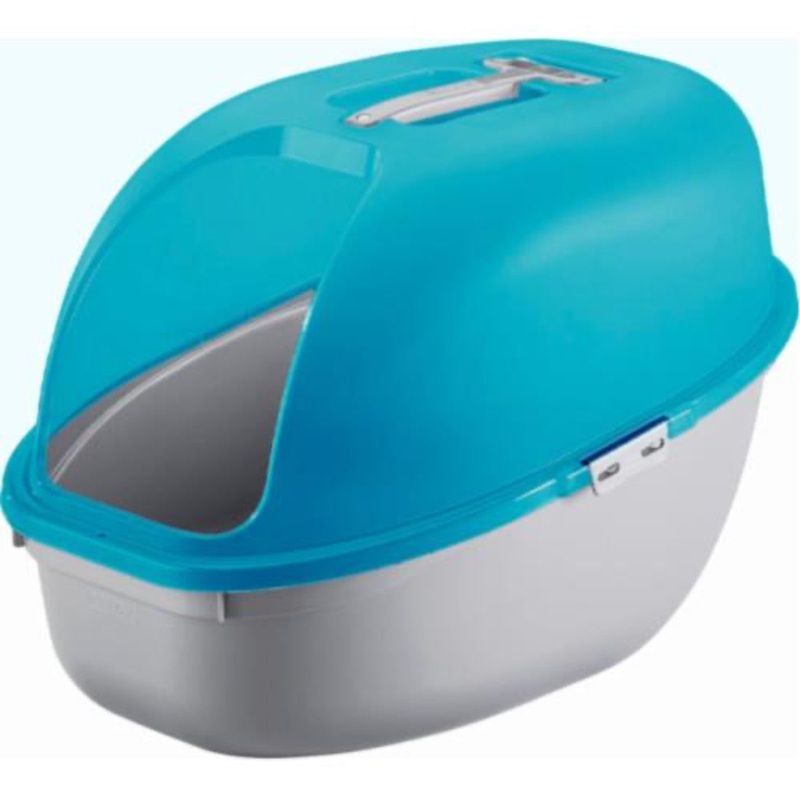 RIMAX HOODED CAT LITTER BIN|Light Blue|Grey