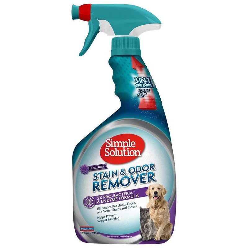 Simple Solution Pet Stain and Odor Remover – Enzymatic Cleaner with 2X Pro-Bacteria Cleaning Power – Floral Fresh Scent