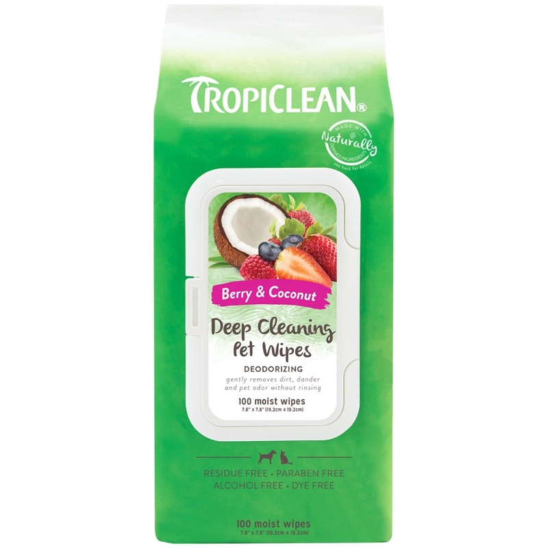 TROPICLEAN BERRY & COCONUT DEEP CLEANING WIPES FOR PETS – 100ct