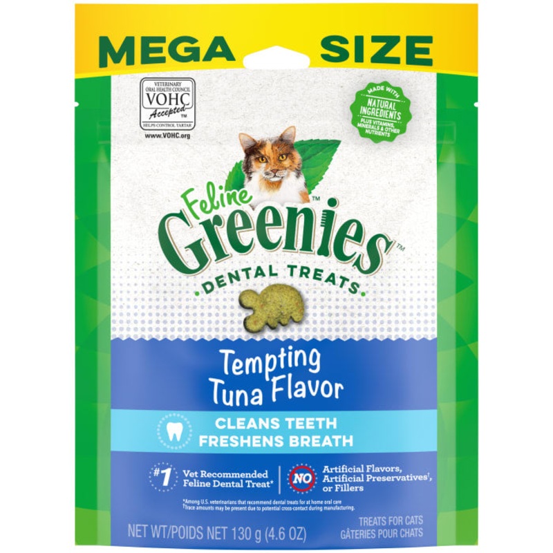 FELINE  Adult Dental Cat Treats, Tempting Tuna Flavor, 4.6 oz. Pouch