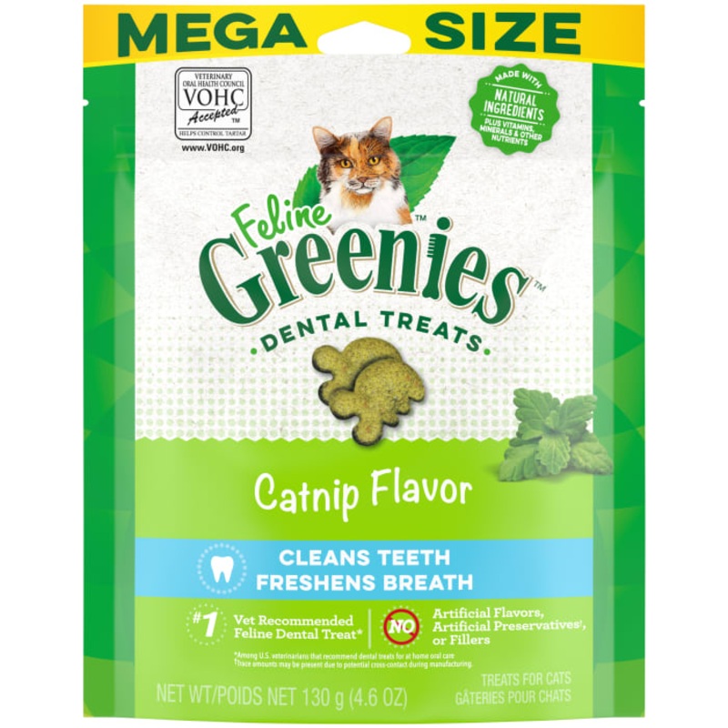 FELINE  Adult Natural Dental Care Cat Treats, Catnip Flavor, 4.6 oz. Pouch