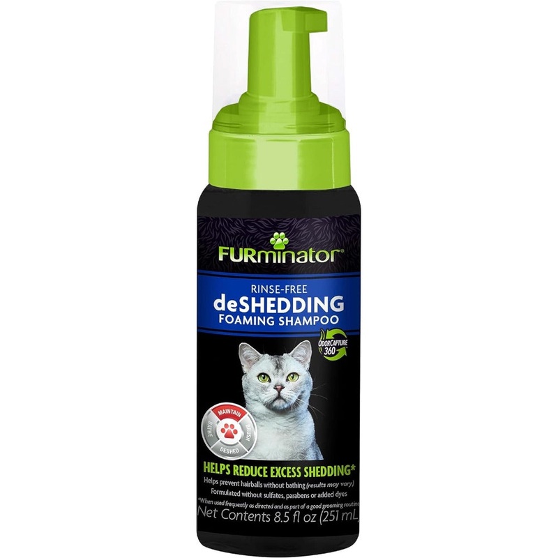 FURminator Rinse-Free deShedding Foaming Shampoo for Cats, 8.5 oz