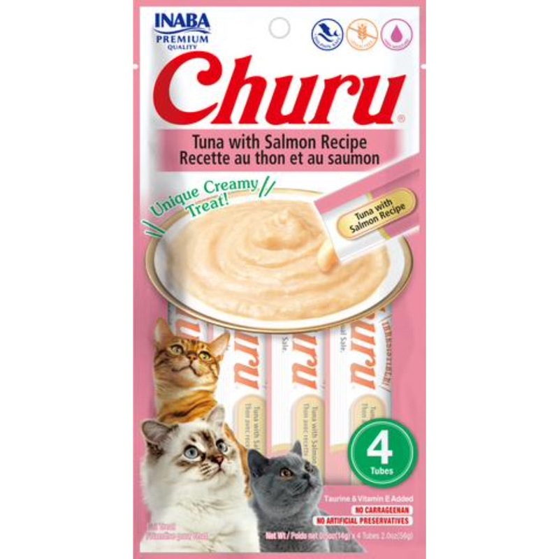 INABA Churu Pure Tuna with Salmon – 4 0.5oz Tubes