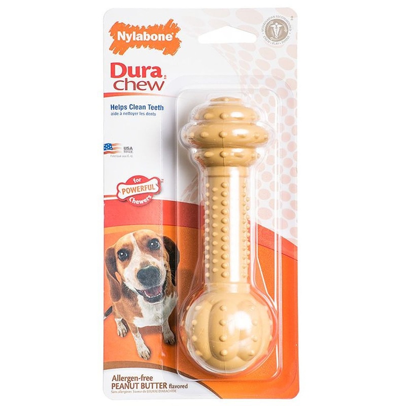 Nylabone Dura Chew Barbell Chew Peanut Butter (Medium – Up To 35lbs)