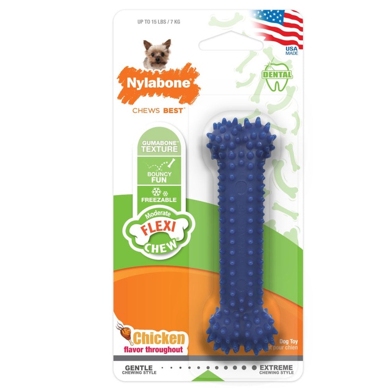Nylabone Flexi Chew Moderate Chew Chicken Flavor Dental Chew Dog Toy