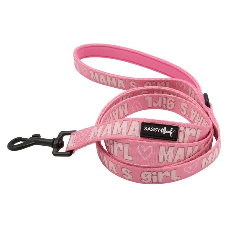 Sassy Woof DOG LEASH – Pink & White MAMA’S GIRL