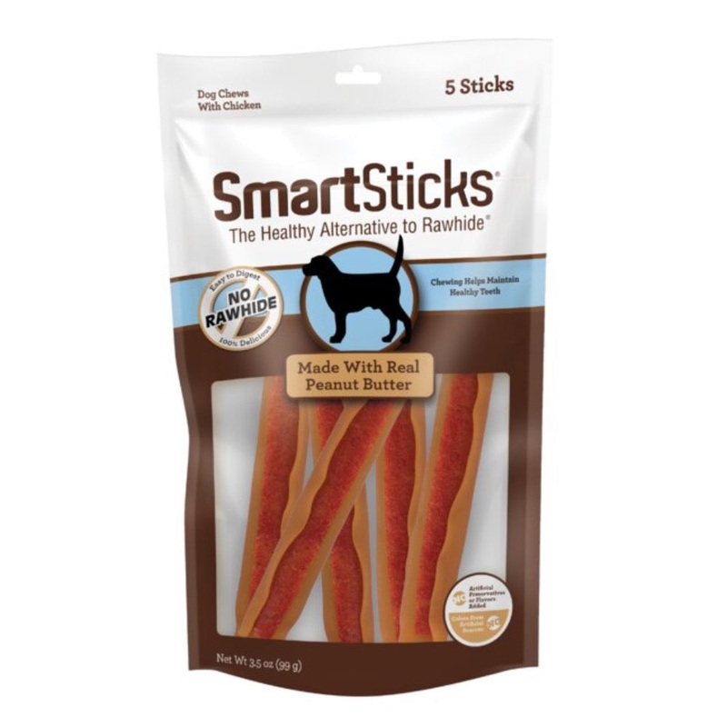 SmartBones SmartSticks No-rawhide chews for Dog Peanut butter Flavor – 5 Count