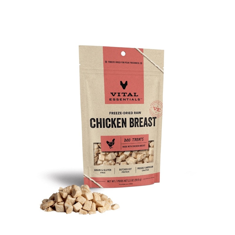Vital Essentials Freeze-Dried Chicken Breast Dog Treats- 2.1 oz