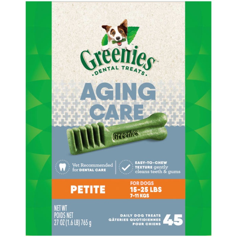 Aging Care Petite Natural Dog Dental Care Chews Oral Health Dog Treats, 27 oz. Pack (45 Treats)