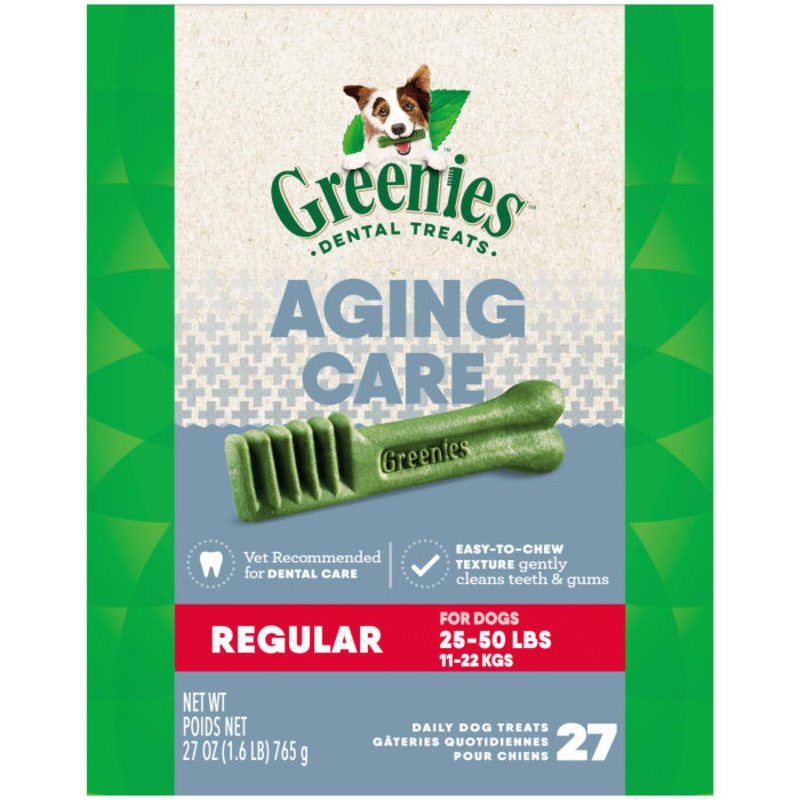 Aging Care Regular Natural Dog Dental Care Chews Oral Health Dog Treats, 27 oz. Pack (27 Treats)