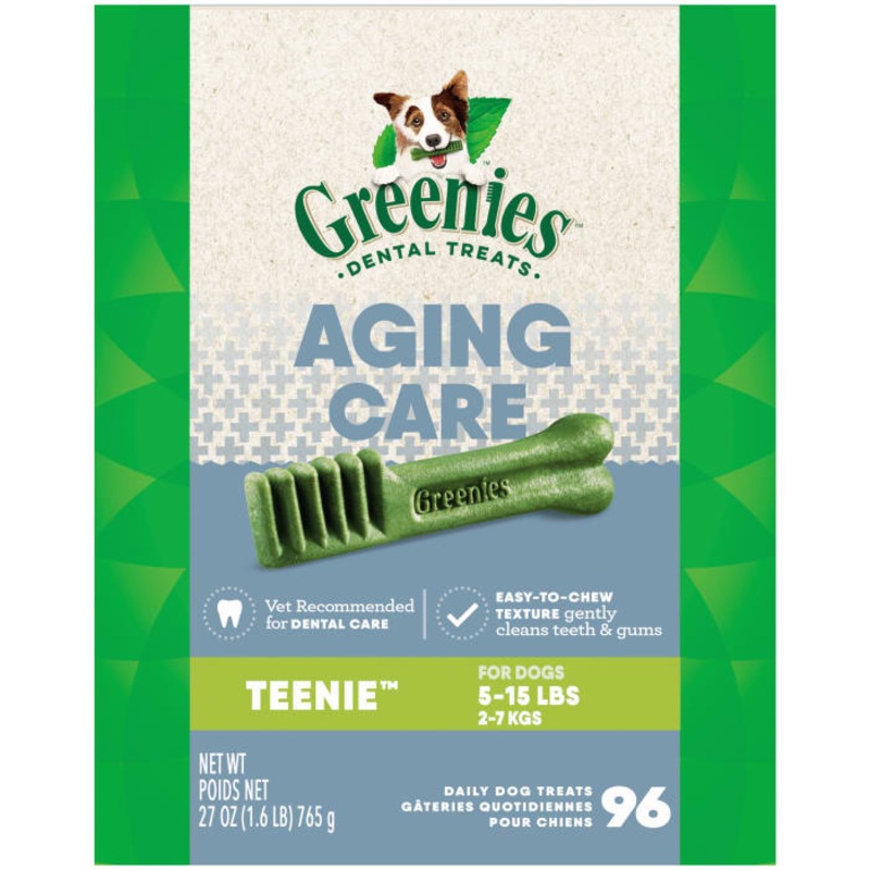 Aging Care TEENIE Natural Dog Dental Care Chews Oral Health Dog Treats, 27 oz. Pack (96 Treats)