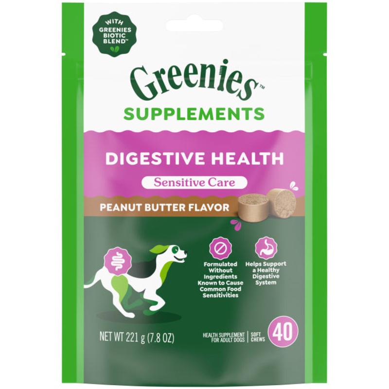 Digestive Health Sensitive Care Supplement for Dogs, Peanut Butter Flavor, 40 Count Pouch