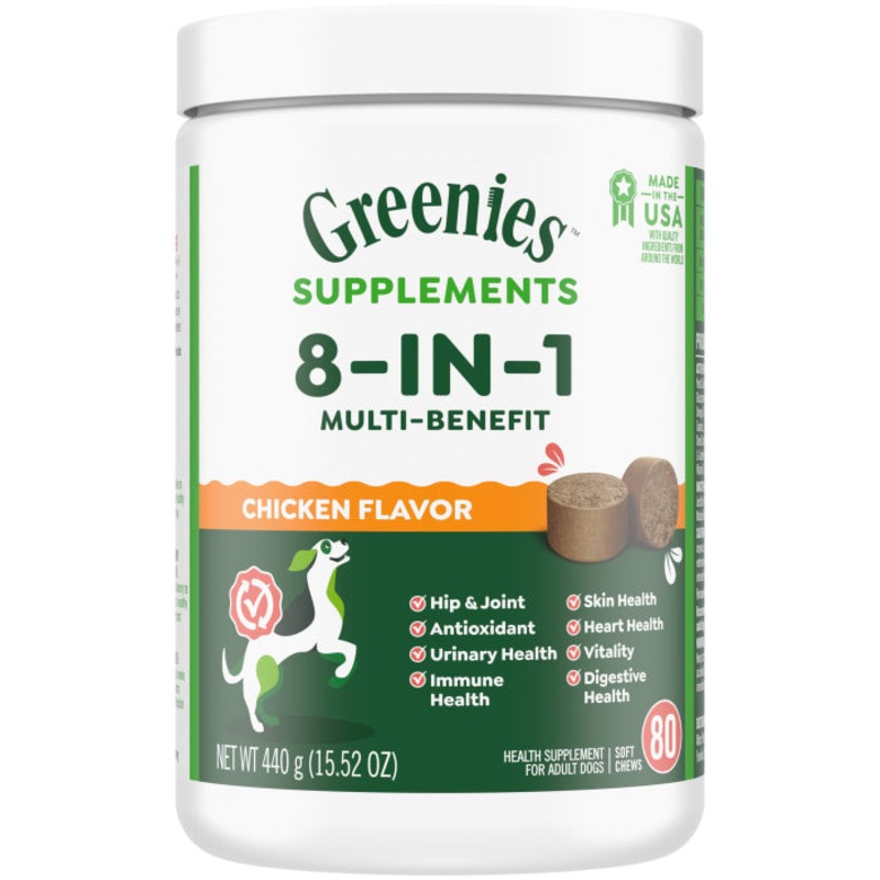 Dog Supplements 8-in-1 Multi-Benefit Chicken Flavor, 15.5 oz. Container
