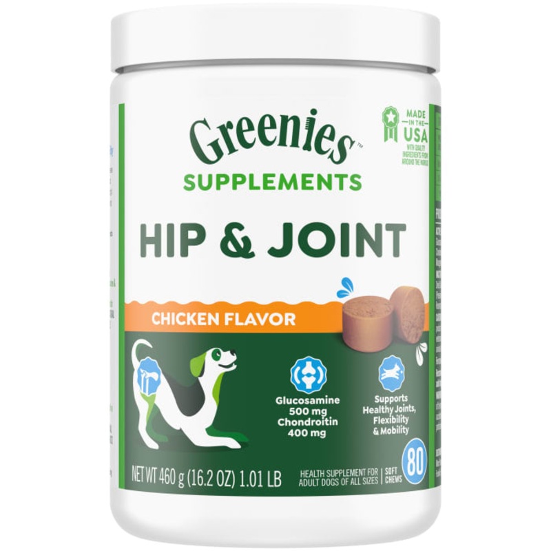 Hip and Joint Supplements for Dogs, Chicken Flavor, 16.2 oz., 80-Count Soft Chews