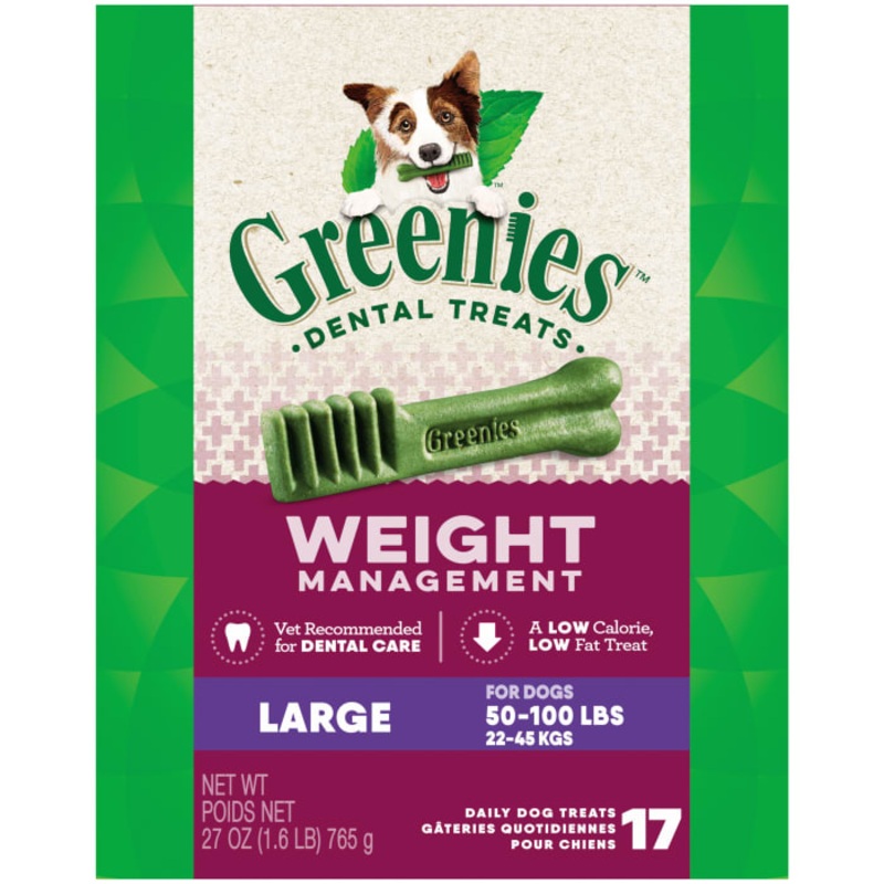 Weight Management Large Natural Dog Dental Care Chews Weight Control Dog Treats, 27 oz. Pack (17 Treats)