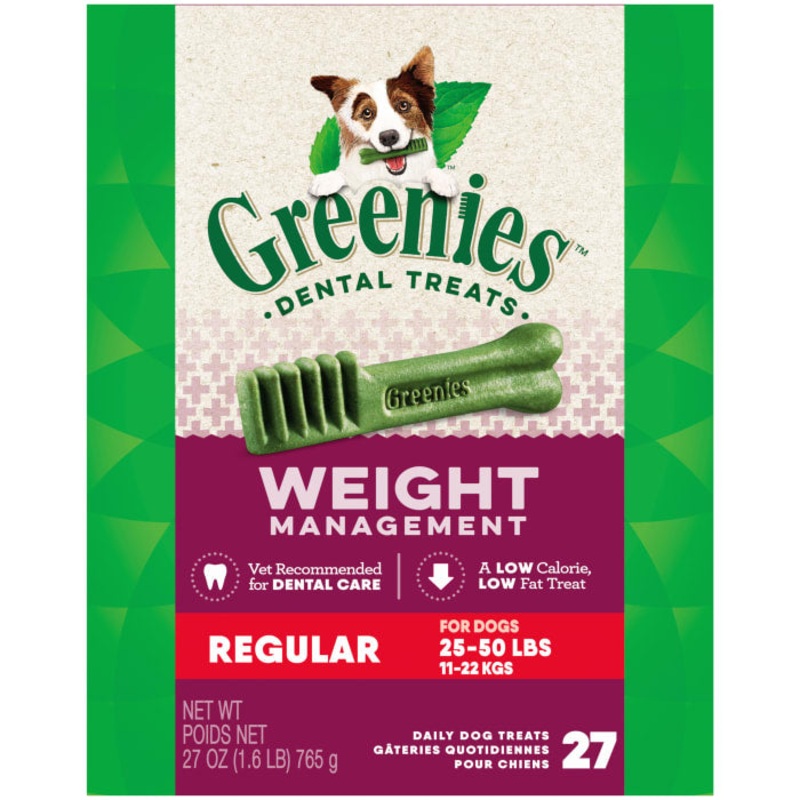 Weight Management Regular Natural Dog Dental Care Chews Weight Control Dog Treats, 27 oz. Pack (27 Treats)