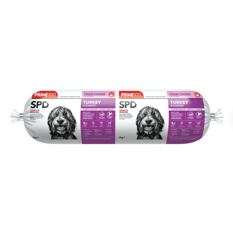 Prime100 SPD Fresh Roll Turkey & Flaxseed 2kg (PICK UP IN STORE ONLY)
