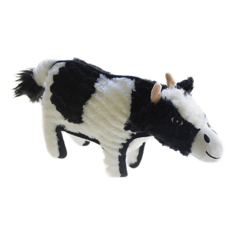 Ruff Play Black And White Cow Plush Dog Toy