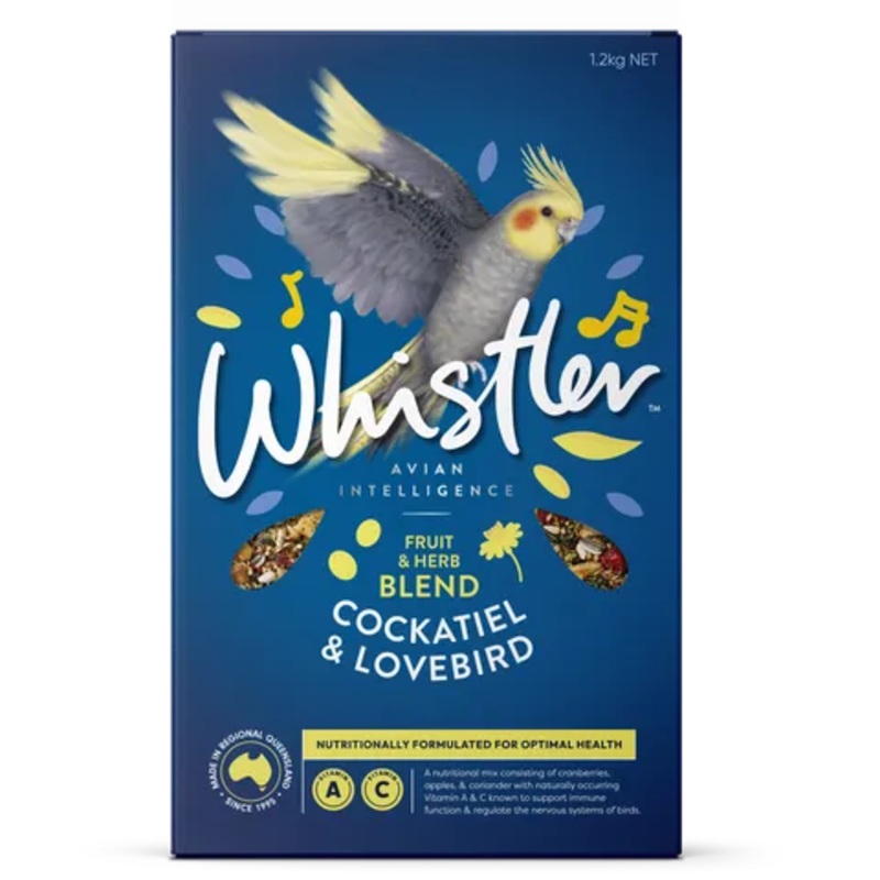 WHISTLER COCKATIEL & LOVEBIRD GOURMET BLEND WITH FRUIT & HERB SUPERFOODS 1.2kg