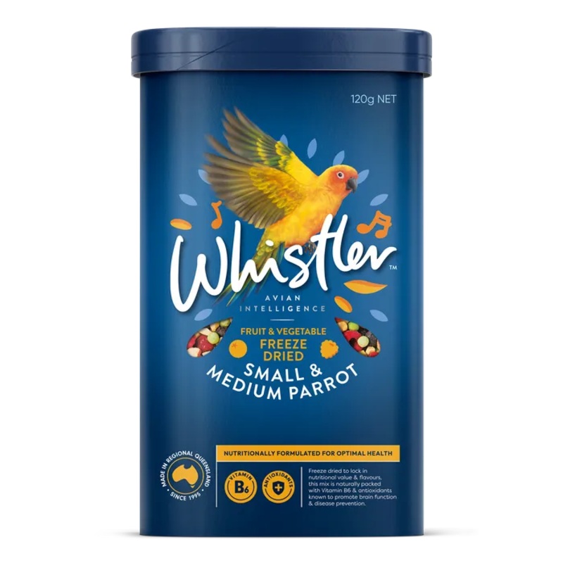 WHISTLER SMALL & MEDIUM PARROT FREEZE DRIED MIXED FRUIT & VEGETABLE MEDLEY 120G