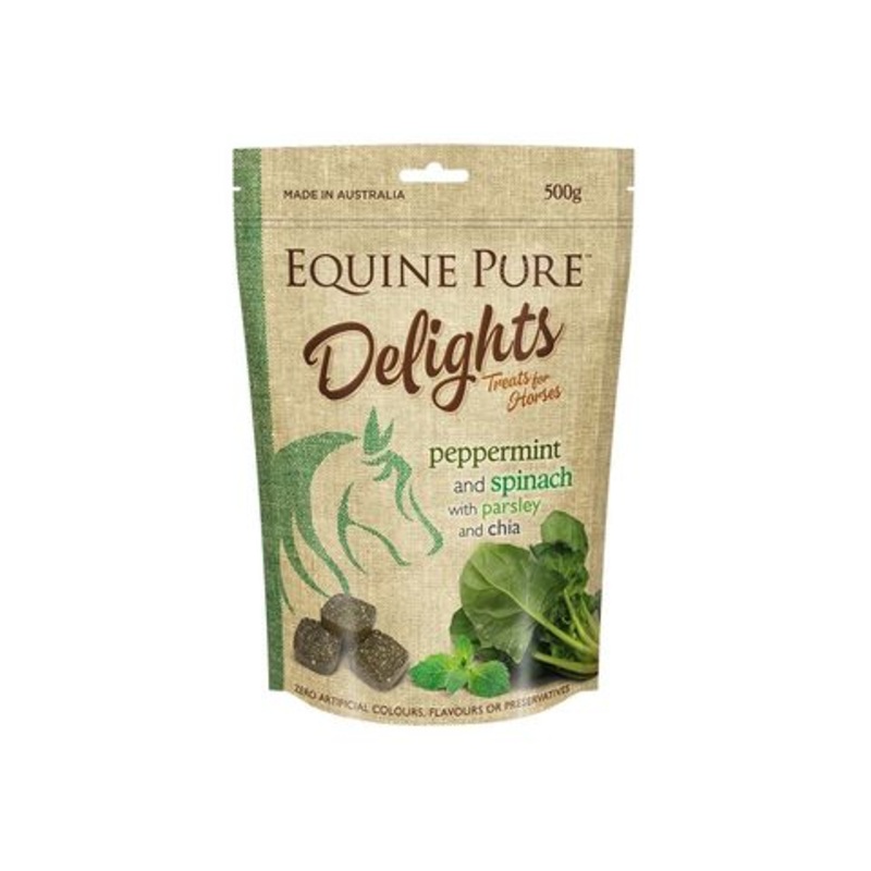 EQUINE PURE DELIGHTS PEPPERMINT SPINACH PARSLEY CHIA 500G