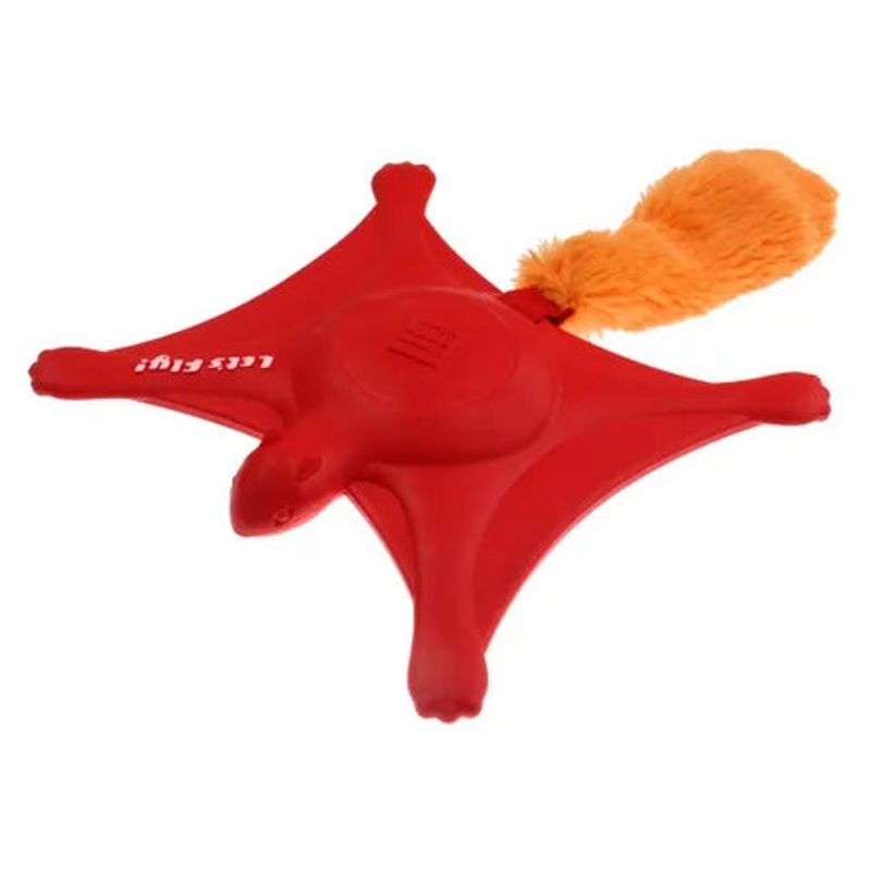 GIGWI LETS FLY SQUIRREL SQUEAK TPR PLUSH RED