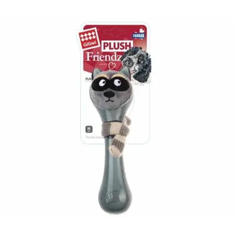 GIGWI PLUSH GREY TPR & KNITTING SCARF
