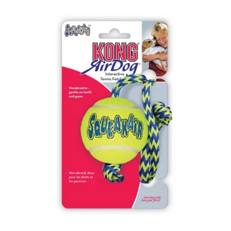 KONG AIRDOG SQUEAKER BALL ROPE MEDIUM