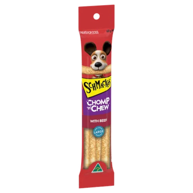 SCHMACKOS CHOMP ‘n’ CHEW Dog Treat Beef 60g