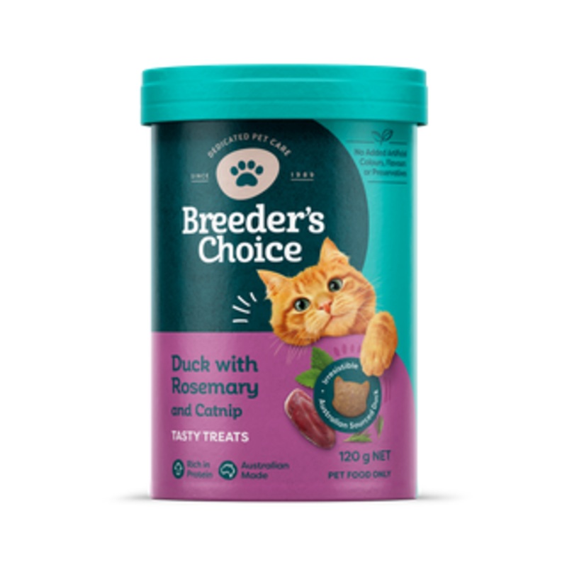Breeder’s Choice Cat Treats Duck with Rosemary & Catnip 120g