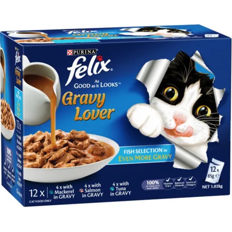FELIX AGAIL Gravy Lover Fish Selection Wet Cat Food 12x85g