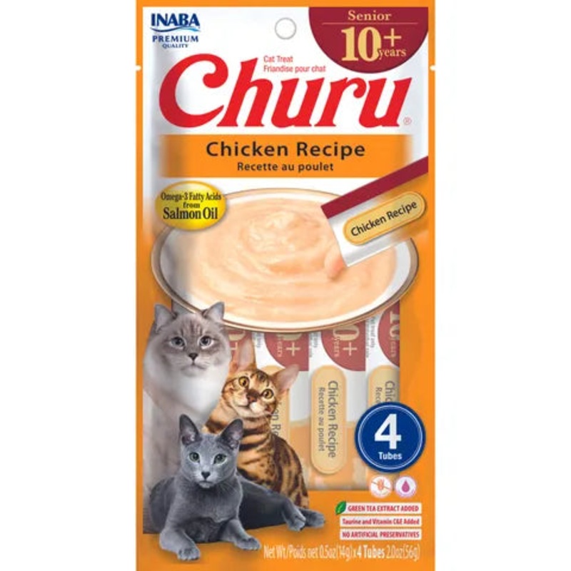INABA Churu for Senior Cat 10+ Chicken Recipe 56g (14g X 4 Tubes)