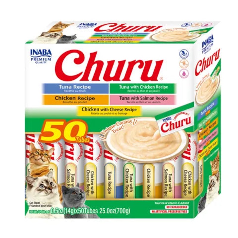 INABA Churu Tuna and Chicken Varieties 50 Tubes 700g (14g x 50 Tubes)
