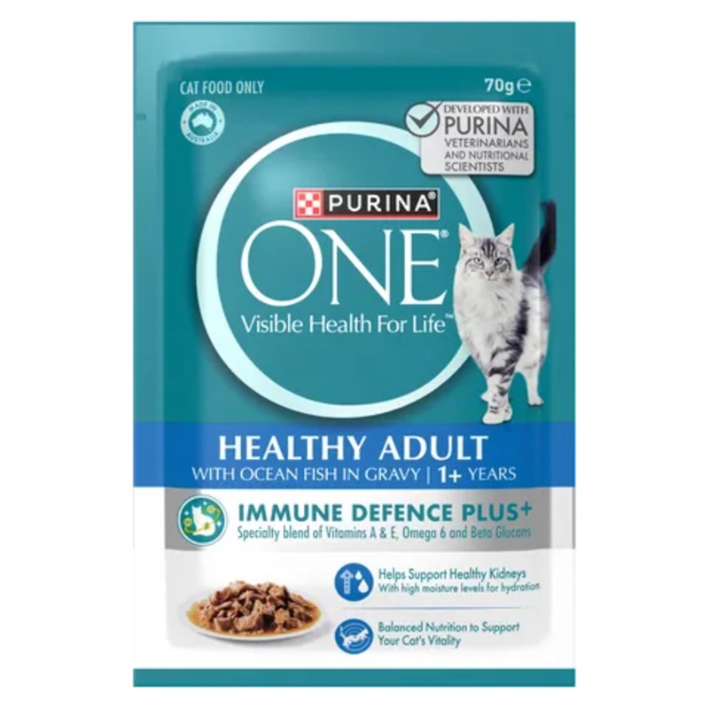 PURINA ONE Adult with Oceanfish in Gravy Wet Pouch 12x70g