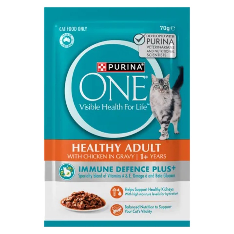 PURINA ONE Adult with Succulent Chicken in Gravy Wet Pouch 12x70g