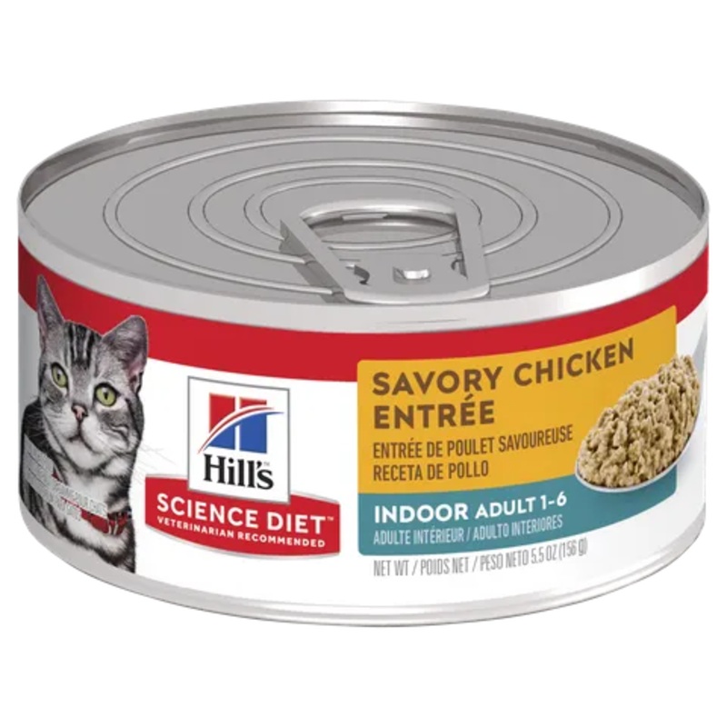 Hill’s Science Diet Adult Indoor Savory Chicken Entre Canned Cat Food 24x156g