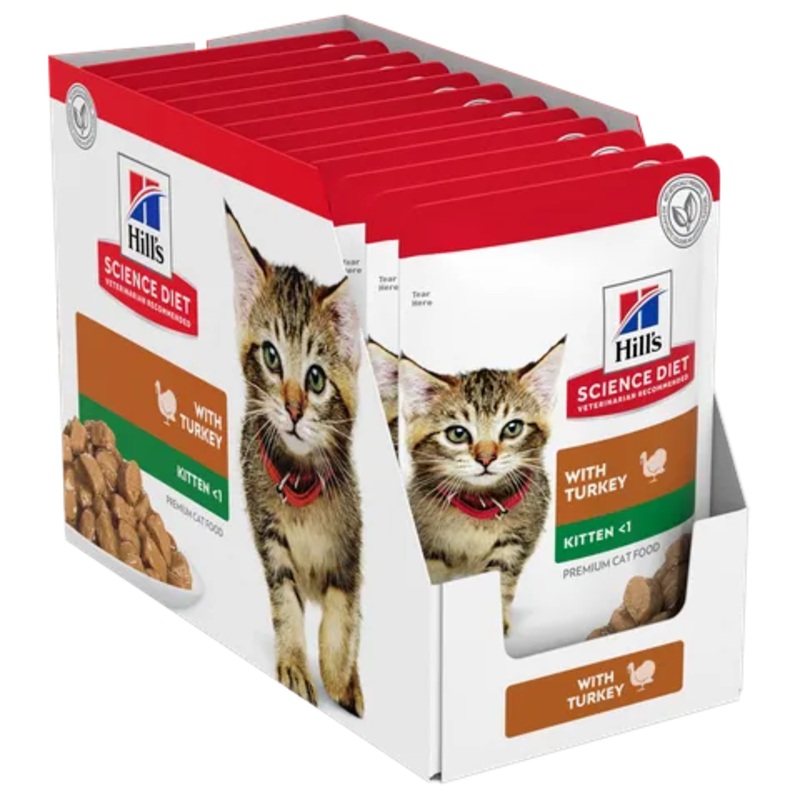 Hill’s SCIENCE DIET KITTEN WITH TURKEY WET CAT FOOD POUCHES 12X85G