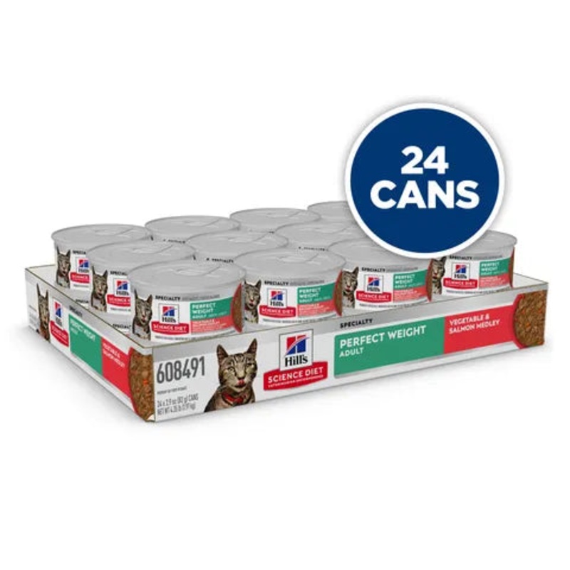 Hill’s Science Diet Perfect Weight Vegetable & Salmon Medley Canned Wet Cat Food 24x82g