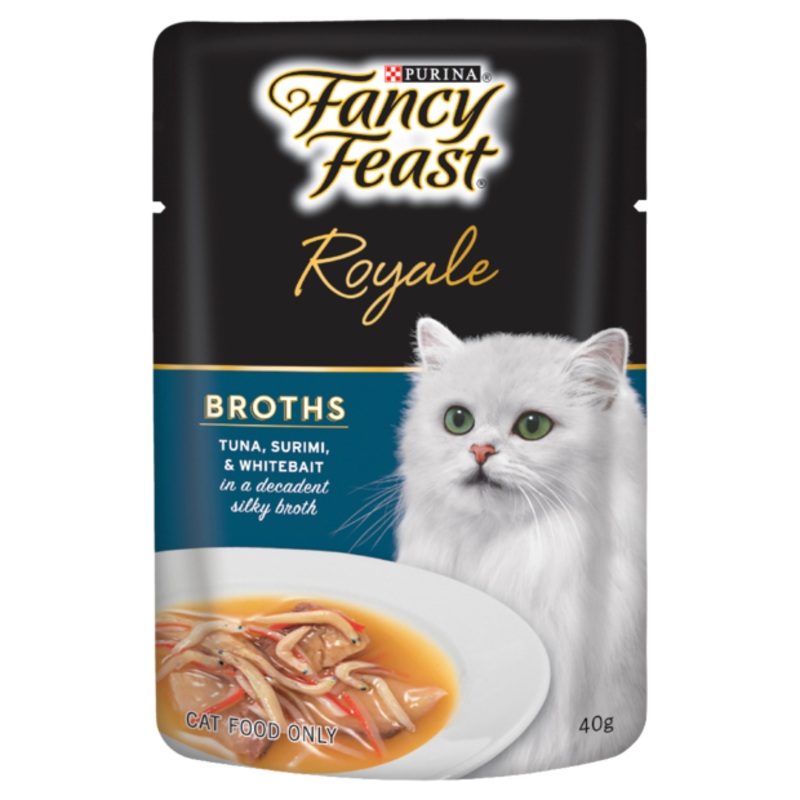 Fancy Feast Royale Broths Tuna Surimi Whitebait Cat Food 12pk