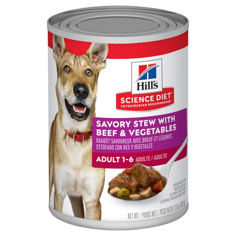 Hill’s Science Diet Adult Savory Stew Beef & Vegetables Canned Wet Dog Food 12x363g