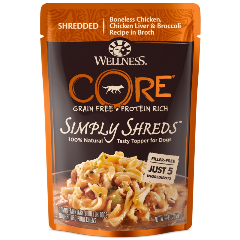 Wellness CORE Simply Shreds Chicken, Chicken Liver & Broccoli Wet Dog Food 12pk
