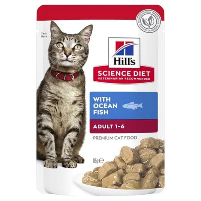 Hill’s Science Diet Adult 1-6 Ocean Fish Wet Pouches Cat Food 12x85g
